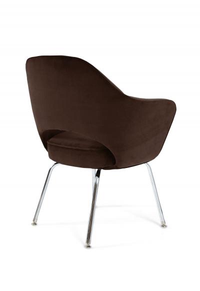 Eero Saarinen Saarinen Executive Armchairs in Espresso Brown Velvet Set of Six