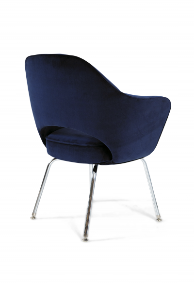 Eero Saarinen Saarinen Executive Armchairs in Espresso Navy Velvet Set of Six