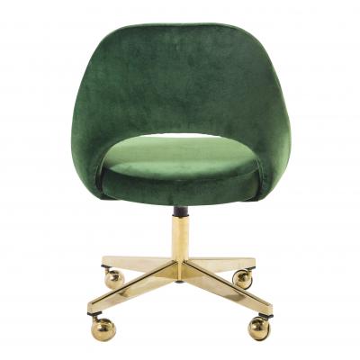 Eero Saarinen Saarinen Executive Armless Chair in Emerald Green Velvet Vintage Swivel Base