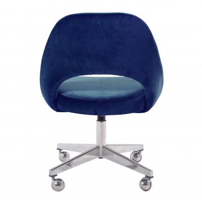 Eero Saarinen Saarinen Executive Armless Chair in Royal Blue Velvet Vintage Swivel Base
