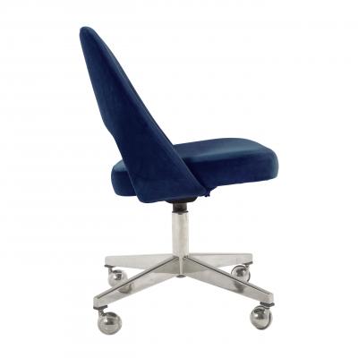 Eero Saarinen Saarinen Executive Armless Chair in Royal Blue Velvet Vintage Swivel Base