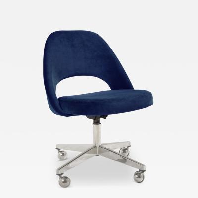 Eero Saarinen Saarinen Executive Armless Chair in Royal Blue Velvet Vintage Swivel Base