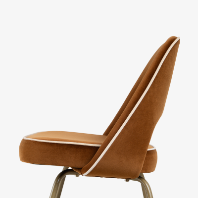 Eero Saarinen Saarinen Executive Armless Chairs in Cognac Cr me Velvet Gold Legs Set of 6