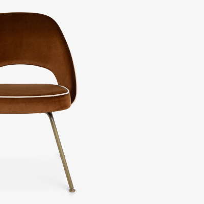 Eero Saarinen Saarinen Executive Armless Chairs in Cognac Cr me Velvet Gold Legs Set of 6