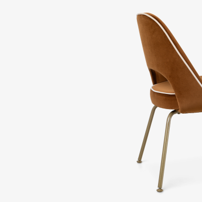 Eero Saarinen Saarinen Executive Armless Chairs in Cognac Cr me Velvet Gold Legs Set of 6