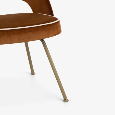 Eero Saarinen Saarinen Executive Armless Chairs in Cognac Cr me Velvet with Oro Gold Legs