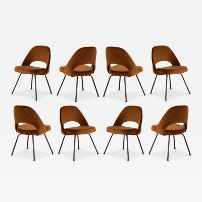 Eero Saarinen Saarinen Executive Armless Chairs in Cognac Velvet Knoll Bronze Legs Set of 8