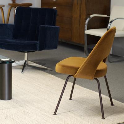 Eero Saarinen Saarinen Executive Armless Chairs in Cognac Velvet by Knoll Bronze Legs