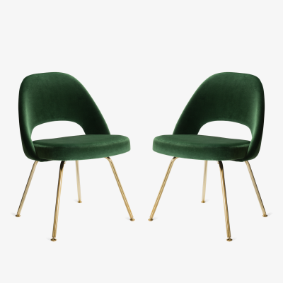 Eero Saarinen Saarinen Executive Armless Chairs in Emerald Velvet 24k Gold Edition