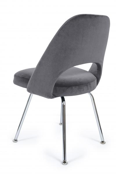 Eero Saarinen Saarinen Executive Armless Chairs in Gunmetal Grey Velvet Set of Six