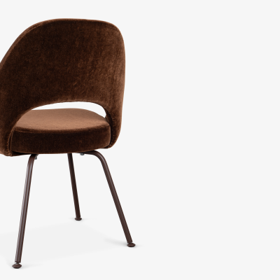 Eero Saarinen Saarinen Executive Armless Chairs in Mocha Brown Mohair Bronze Legs