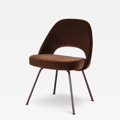 Eero Saarinen Saarinen Executive Armless Chairs in Mocha Brown Mohair Bronze Legs