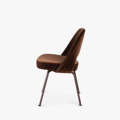 Eero Saarinen Saarinen Executive Armless Chairs in Mocha Brown Mohair Bronze Legs Set of 6