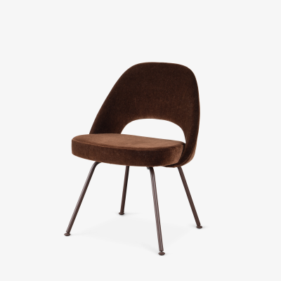 Eero Saarinen Saarinen Executive Armless Chairs in Mocha Brown Mohair Bronze Legs Set of 6
