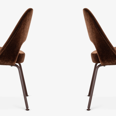 Eero Saarinen Saarinen Executive Armless Chairs in Mocha Brown Mohair Bronze Legs Set of 6