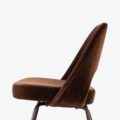 Eero Saarinen Saarinen Executive Armless Chairs in Mocha Brown Mohair Bronze Legs Set of 6