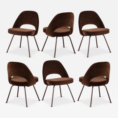 Eero Saarinen Saarinen Executive Armless Chairs in Mocha Brown Mohair Bronze Legs Set of 6