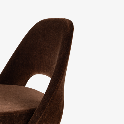 Eero Saarinen Saarinen Executive Armless Chairs in Mocha Brown Mohair Bronze Legs Set of 8