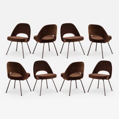 Eero Saarinen Saarinen Executive Armless Chairs in Mocha Brown Mohair Bronze Legs Set of 8