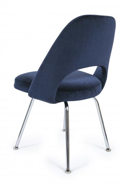Eero Saarinen Saarinen Executive Armless Chairs in Navy Velvet Set of 6