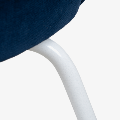 Eero Saarinen Saarinen Executive Armless Chairs in Navy Velvet with Lunar White Legs