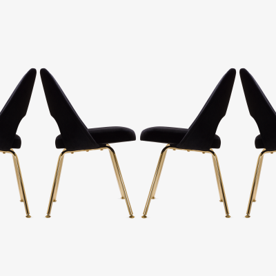Eero Saarinen Saarinen Executive Armless Chairs in Noir Velvet 24k Gold Edition Set of 6