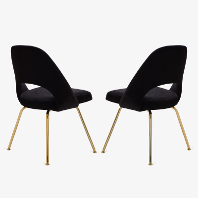 Eero Saarinen Saarinen Executive Armless Chairs in Noir Velvet 24k Gold Edition Set of 6