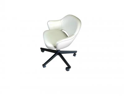 Eero Saarinen Saarinen Executive Chair in Italian White Leather Black Swivel Base