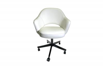 Eero Saarinen Saarinen Executive Chair in Italian White Leather Black Swivel Base