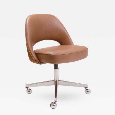 Eero Saarinen Saarinen for Knoll Executive Armless Chair in Saddle Leather Suede Swivel Base