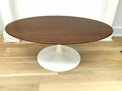 Eero Saarinen Walnut Topped Oval Saarinen Coffee Table