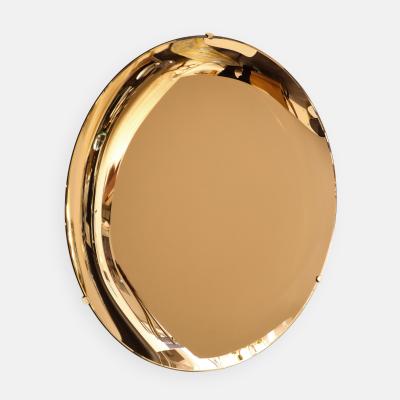 Effetto Vetro Contemporary Sculptural Round Concave Mirror in Amber by Effetto Vetro