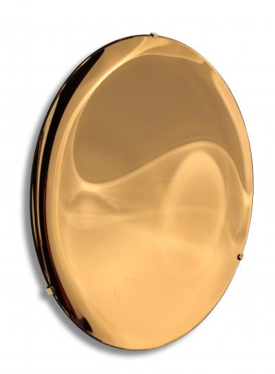 Effetto Vetro Contemporary Sculptural Round Concave Mirror in Amber by Effetto Vetro