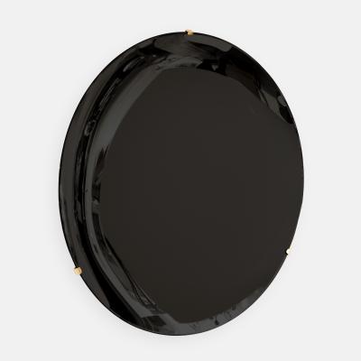 Effetto Vetro Contemporary Sculptural Round Concave Mirror in Black by Effetto Vetro