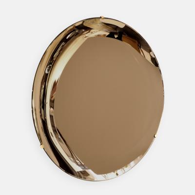 Effetto Vetro Contemporary Sculptural Round Concave Mirror in Bronze by Effetto Vetro