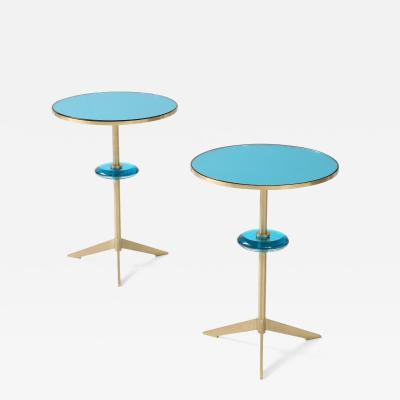 Effetto Vetro Custom Contemporary Pair of Side Tables in Glass and Brass by Effetto Vetro