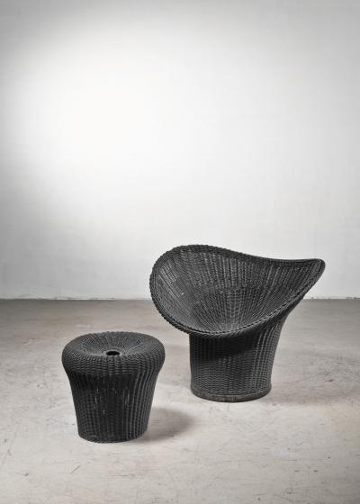Egon Eiermann Egon Eiermann Korbsessel Chair and stool