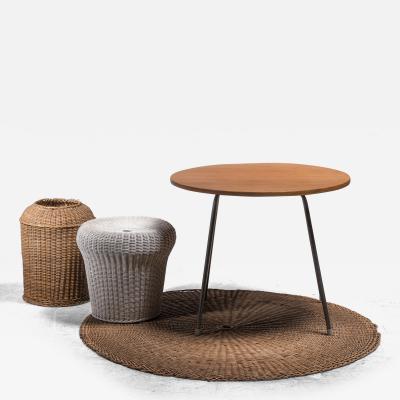 Egon Eiermann Egon Eiermann Table with Wicker Basket Floor Mat and Stool