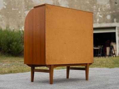 Egon Ostergaard Egon Ostergaard for SMI Sweden Bookmatched Teak Roll Top Desk or Secretary
