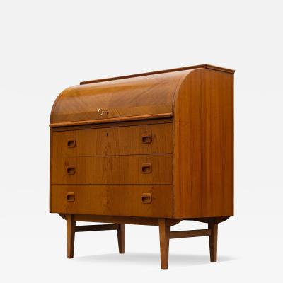 Egon Ostergaard Egon Ostergaard for SMI Sweden Bookmatched Teak Roll Top Desk or Secretary