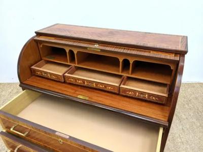 Egon Ostergaard Rare Egon Ostergaard Swedish Roll Top Secretary Desk Bookmatched Teak Rosewood