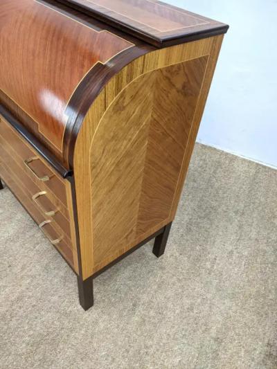 Egon Ostergaard Rare Egon Ostergaard Swedish Roll Top Secretary Desk Bookmatched Teak Rosewood