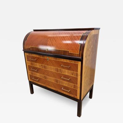 Egon Ostergaard Rare Egon Ostergaard Swedish Roll Top Secretary Desk Bookmatched Teak Rosewood