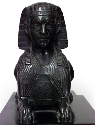 Egyptian Black Marble Sphinx Mantel Clock