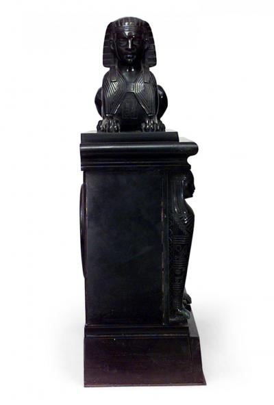 Egyptian Black Marble Sphinx Mantel Clock