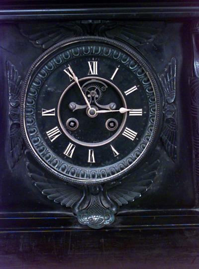 Egyptian Black Marble Sphinx Mantel Clock