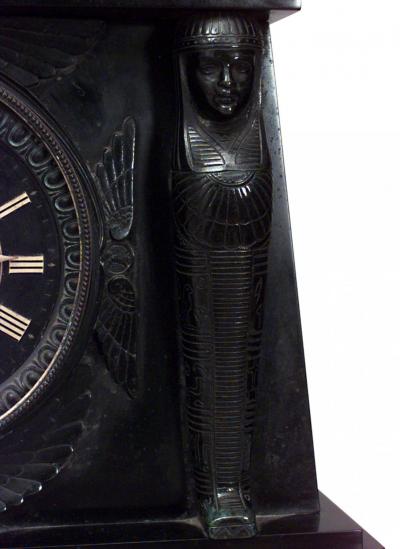 Egyptian Black Marble Sphinx Mantel Clock
