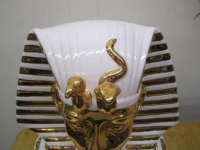 Egyptian King Tut Italian Ceramic Sculpture Bust Hollywood Regency