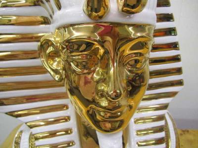 Egyptian King Tut Italian Ceramic Sculpture Bust Hollywood Regency