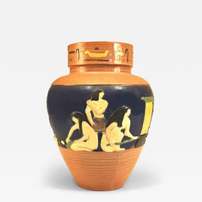 Egyptian Style Ceramic Vase with Figural Motif